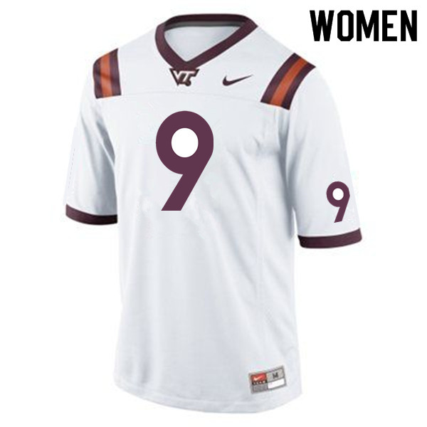 Women #9 Khalil Ladler Virginia Tech Hokies College Football Jerseys Sale-Maroon